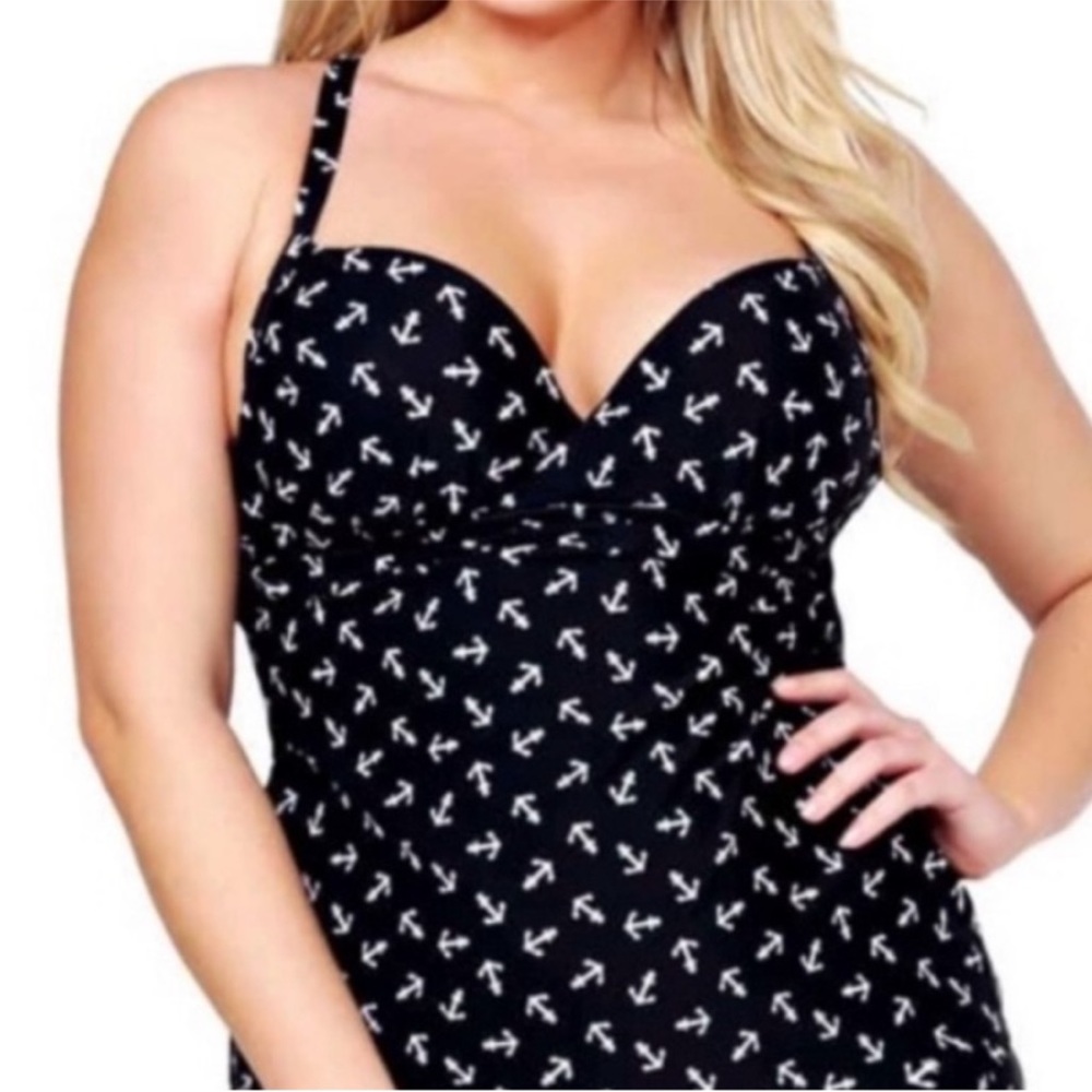 Black Anchor Print Women's Swimsuit
